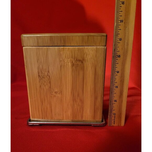 LYNK Bamboo Tissue Box Holder with Metal Base - Picture 6 of 8